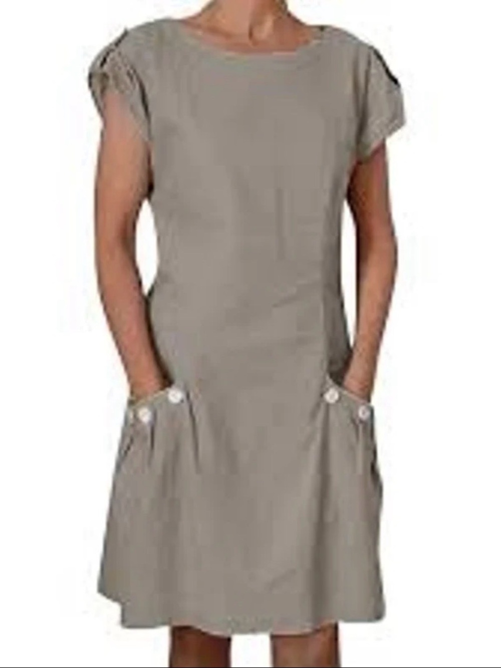 Green Women's Short-Sleeve Shift Dress